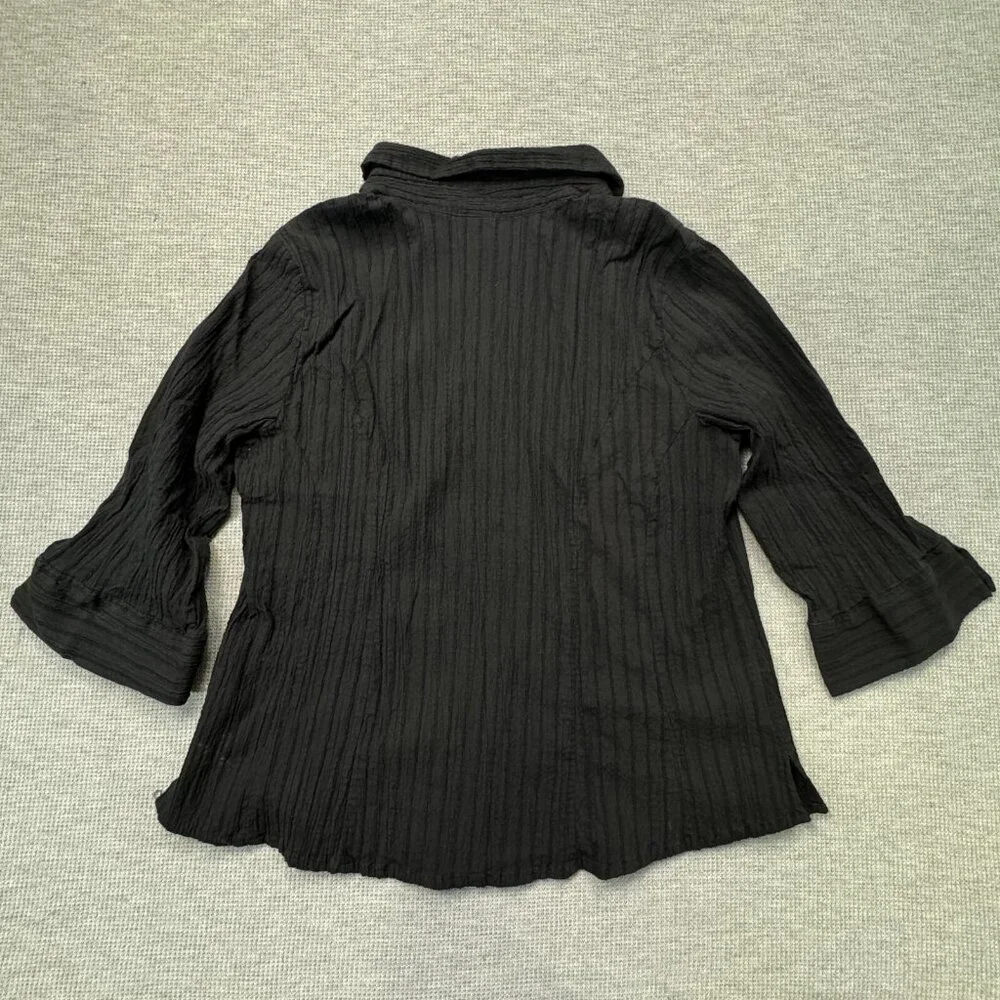 Faded Glory Womens Black Pearl Snap Blouse 3/4 Sleeve Stretch Plus Size 16W - Picture 4 of 13